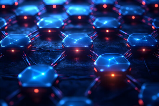 Abstract Network Of Glowing Hexagons