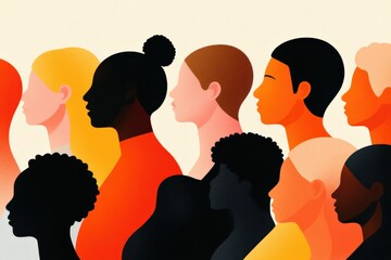 illustration of diverse people's faces in profile