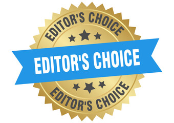 editor's choice. editor's choice round blue and gold label isolated on transparent background