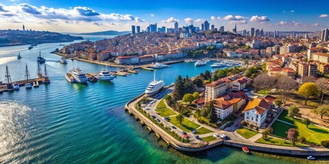 Obraz premium Aerial View of Besiktas Port, Istanbul, Turkey - January 3, 2016