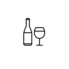 Wine vector icon in linear, outline icon isolated on white background