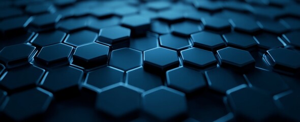Obraz premium Abstract dark blue hexagon pattern texture background