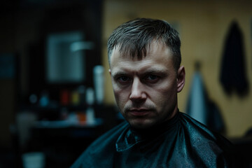 Obraz premium Young man in a barbershop beauty salon generative ai