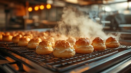 Freshly baked cream puffs