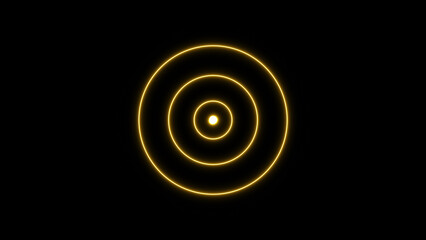 Neon glowing bullseye target background. Target Acquisition icon.