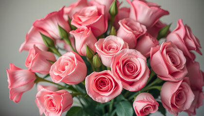 Fototapeta premium Bouquet of pink spray roses, retro style. with white shades