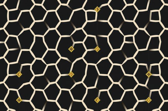 Abstract Black and Beige Geometric Pattern with Gold Accents