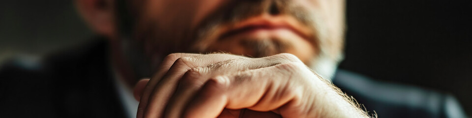 Fototapeta premium Close-up Photograph of Male Hands and Blurred Face