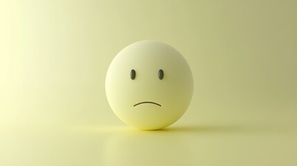 Fototapeta premium 3D human emoticon, unsure, half-smile, muted colors, reflective atmosphere 