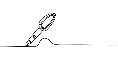 One continuous line drawing of pen Pencil symbol of study and education concept in simple linear style