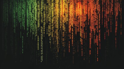 Abstract Digital Code Stream, Data Flow, Vibrant Background High Contrast Art, Technology Background