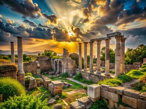 Ancient Alexandria Troas Ruins, Canakkale, Turkey: Sun-Drenched Stone Walls and Historical Architecture