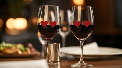 Romantic Valentine's Dinner Table with Wine Glasses