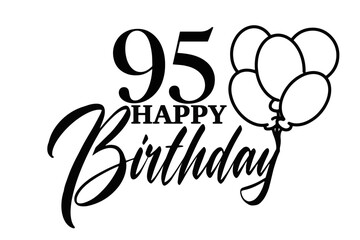 Happy birthday vector with balloons and the number 95