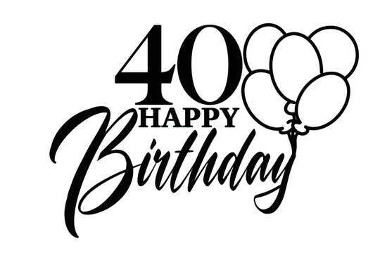 Happy birthday vector with balloons and the number 40