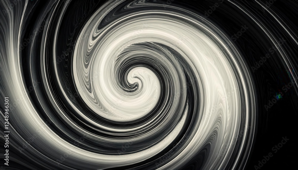 Poster abstract black and white swirl pattern with textured spiral effect for digital art, backgrounds, or 