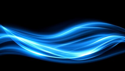 Fototapeta premium Abstract Blue Wave Design on Black Background, Ideal for Technology or Science Projects