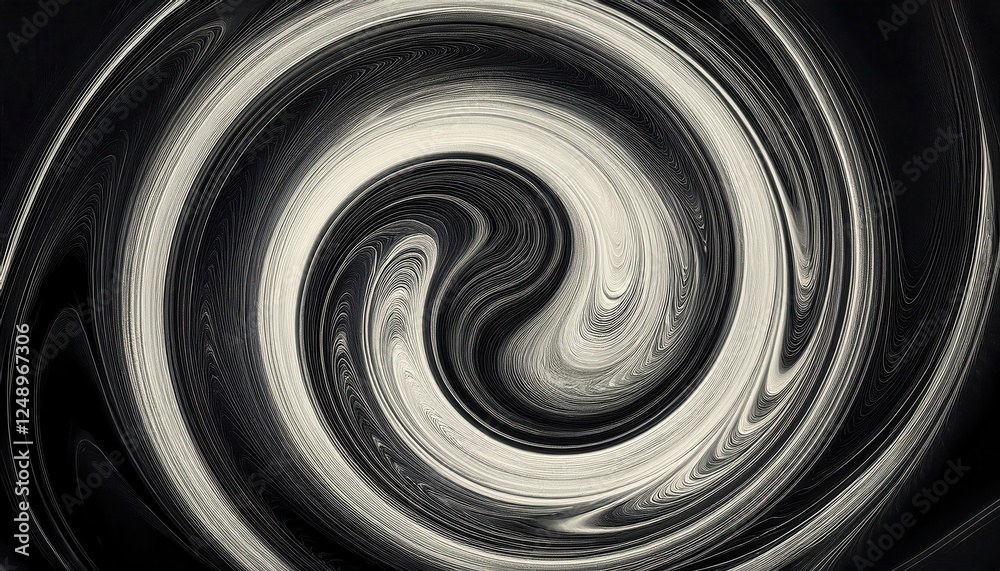 Aufkleber abstract black and white swirl pattern with textured spiral effect for digital art, backgrounds, or 