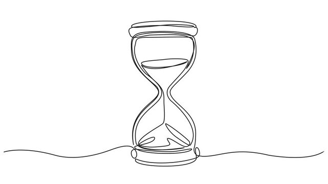 animated continuous single line drawing of an hourglass, line art animation