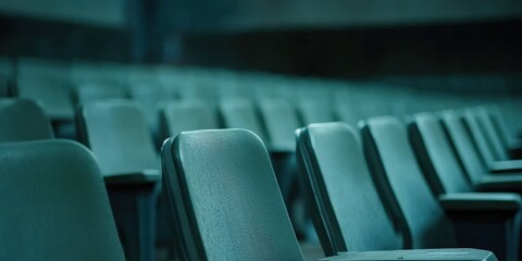 Fototapeta premium Close-Up Shot of Empty Seats in an Auditorium Highlighting the Unique Design and Arrangement of the Seating Area for Events and Gatherings