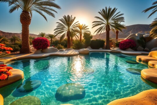 Luxury Desert Pool at Sunset