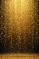 a close up of a gold glitter dust background with a black background