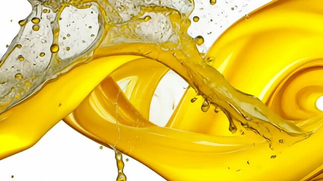 Splash of yellow paint on a white background. The yellow paint is splattered and splashed, creating a sense of movement and energy. The image conveys a feeling of creativity and spontaneity