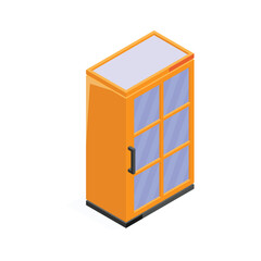 A stylish wooden cupboard with glass doors for display.