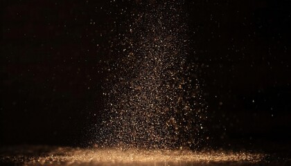 gold dust particles floating in dark background for luxury, festive, and abstract design elements or textured overlay

