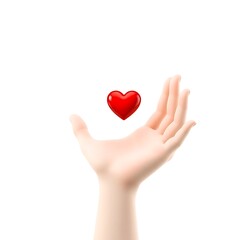 Hand Holding Red Heart in Air Symbolizing Love and Health