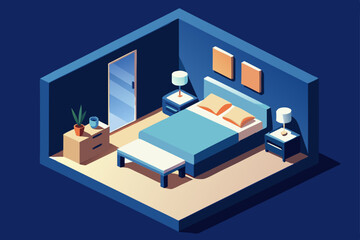 illustration of a bedroom with a bed