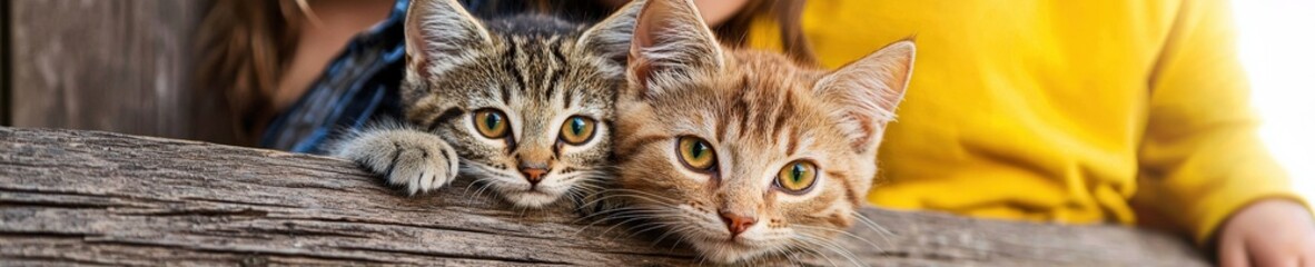 Happy family holding their adopted cat outside the shelter entrance