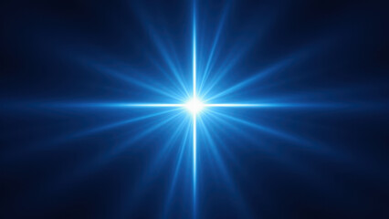 Christian cross with radiating light against a blue background.