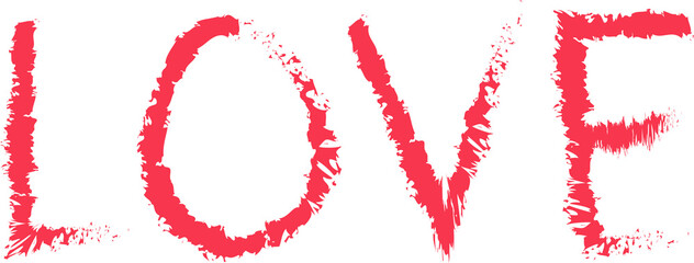 strokes of red paint, the words Love