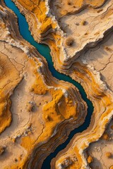 Obraz premium arafed view of a river running through a desert landscape