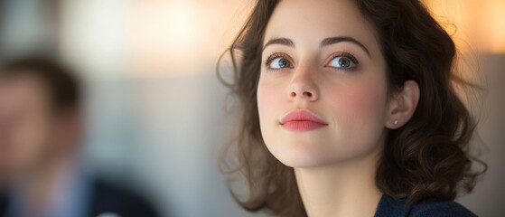 portrait of a woman looking up