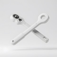 Obraz premium White Tools Crossed: Minimalist Product Photography