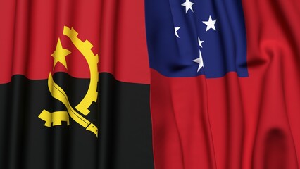 Flags of ANGOLA and SAMOA with realistic cloth texture
