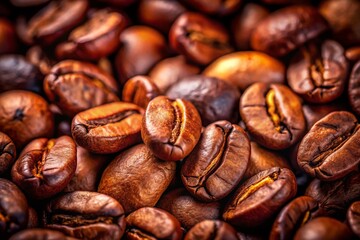 Fototapeta premium Close-Up Coffee Bean Texture Background - Tilt-Shift Photography