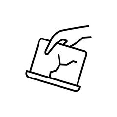 Broken monitor outline icons, minimalist vector illustration ,simple transparent graphic element .Isolated on white background