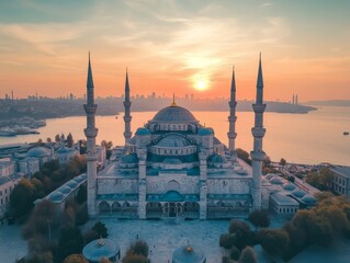 Obraz premium Sunrise Mosque Istanbul Aerial Cityscape Tourism