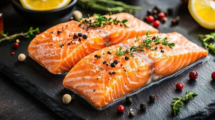 Freshly Prepared Salmon Ready to Cook