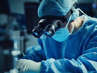 Surgical precision in action medical research laboratory microscope work high-tech environment close-up view innovation
