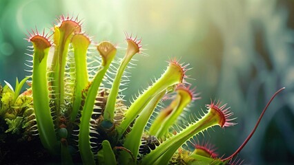 Naklejka premium Bright and Beautiful Illustration for World Carnivorous Plant Day: Vibrant and Exotic Nature Art