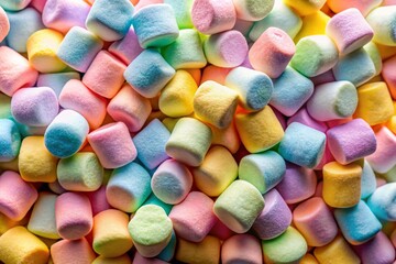 Colorful Marshmallow Background: Top View Flatlay of Sweet Treats