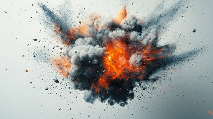 Cosmic Cataclysm, a vibrant explosion of deep-space energy, showcasing swirling colors and dynamic forms, set against a stark white backdrop, evoking the majesty of the universe.