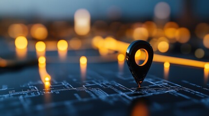 Cityscape Night Map Location Pin Navigation