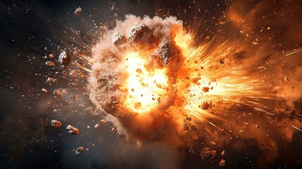 Fototapeta premium Celestial Explosion, an intense burst of energy from a comet, radiating vibrant colors against a stark white backdrop, showcasing the beauty of cosmic phenomena.