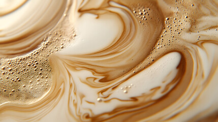of a cappuccino with an unexpected abstract coffee art swirl, creating a mesmerizing effect 
