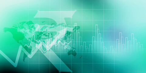2d rendering Stock market online business concept. business Graph with indian rupee sign